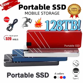 100% Originalus Nešiojamų SSD Tipo C/USB3.1 Išorės Mobiliojo Kietojo Disko Greitis Didelis, 4TB 8 TB 16TB Kietąjį Diską Nešiojamas Kietasis Diskas