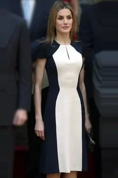 2022 m., naujas produktas, žvaigždė, Princesė Kate bus dėvėti pačios high-end moterų suknelė su kontrasto spalvos, plonas ir slim