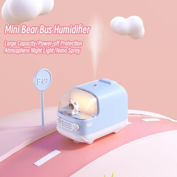 Animacinių filmų Autobusų USB Įkrovimo Elektros Oro Drėkintuvas Belaidžio Portbale Ultragarso šalto Vandens Rūkas Aromato Difuzorius su Šilta Šviesa