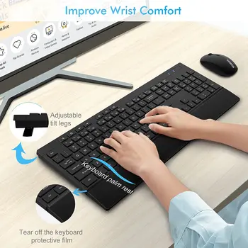 Eyooso 2.4 G bevielis ergonomiškos klaviatūros ir pelės rinkinys belaidė klaviatūra ir pelė combo nešiojamas KOMPIUTERIS
