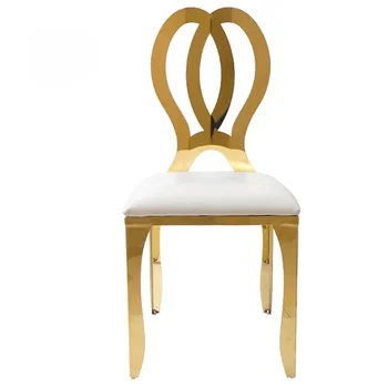 Gėlių atgal aukso kojos šiuolaikinės metalo, nerūdijančio plieno, valgomojo kėdės