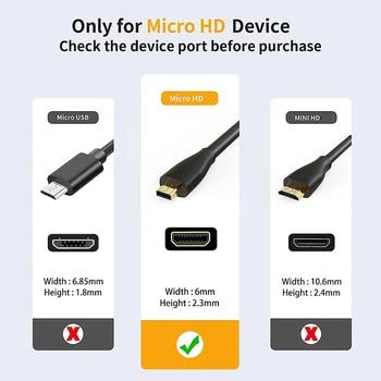 HD Micro HD Laido HD1.4 Adapteris, Palaikymo 3D 1080P Suderinama su GoPro Hero 7/6/5 Aviečių Pi 4 A6000 A6300 Nikon Fotoaparatas PC