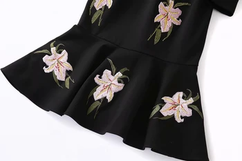MIUXIMAO 2021 Naujų Rudens moteriški Drabužiai O-Kaklo Duobute ilgomis Rankovėmis Juosmens Spausdinimo Trimitas Suknelė Elegantiškas Mados Biuro Stilius