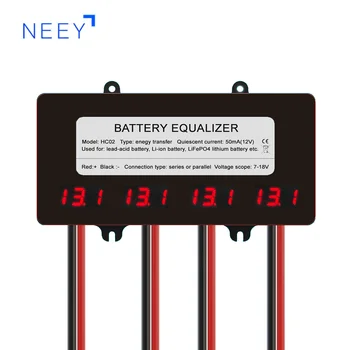 NEEY Baterija Ekvalaizeris 4PCS Baterijų 10A aktyviais Įtampos Balancer Li li-ion Švino Rūgšties Baterijos, Prijungti LED Ekranas HC02