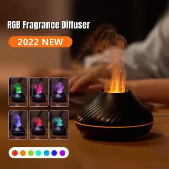 USB Oro Drėkintuvas Aromato Difuzorius Drėkintuvas Ultragarsinis šalto Rūko Maker Fogger spalvotu LED eterinis Aliejus Liepsna Lempa Difuzorius